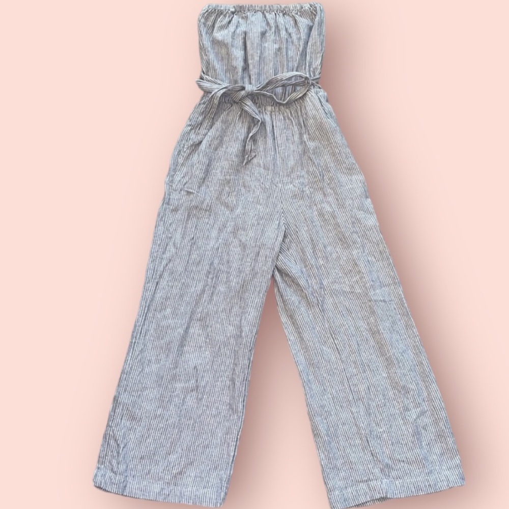 Abercrombie strapless stripped romper